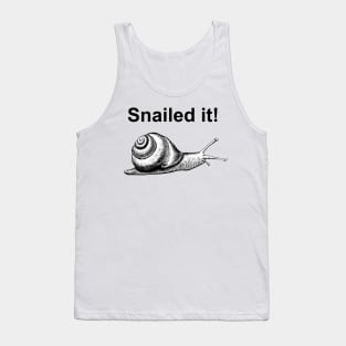 Hand drawn Snail using pen and ink with funny sign Tank Top